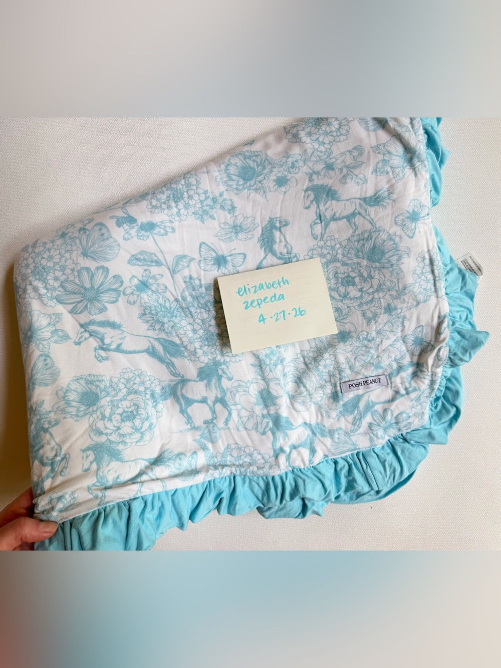 Posh Peanut Charlotte Ann ruffled luxe blanket